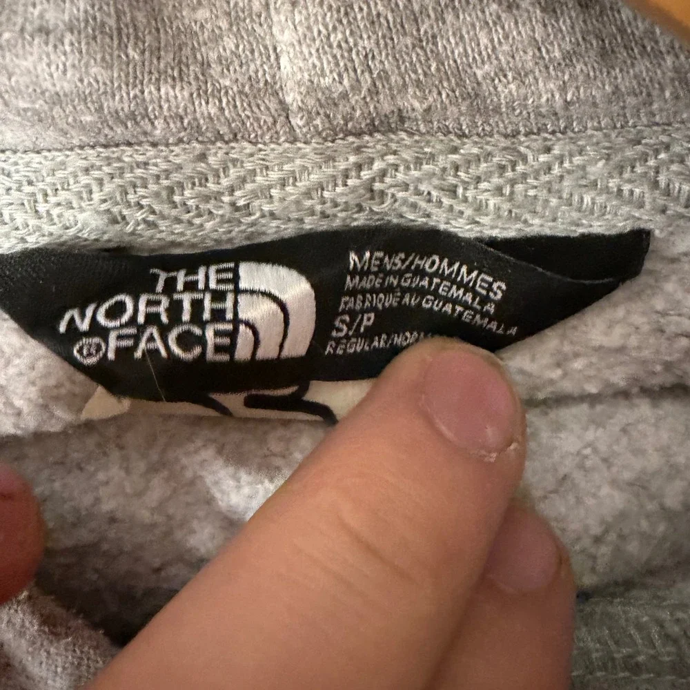 The North Face Mens Heather Gray Green Box‎ Logo Pullover Hoodie Small 4978